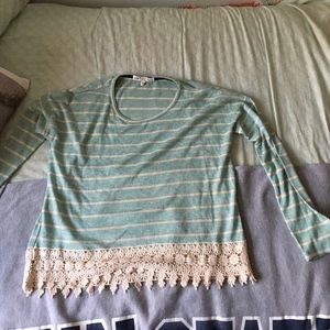 Blue and cream striped sweater