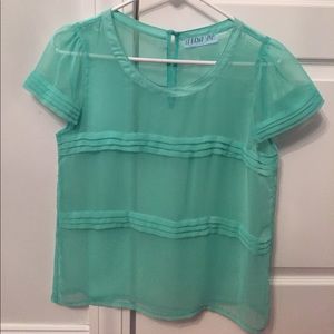 Sheer Short Sleeve Blouse - Mint Green