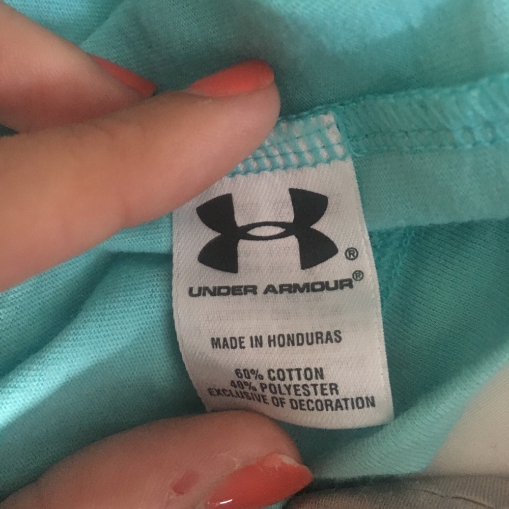 🎀Under Armour Turquoise V Neck T Shirt Size L - Picture 5 of 5