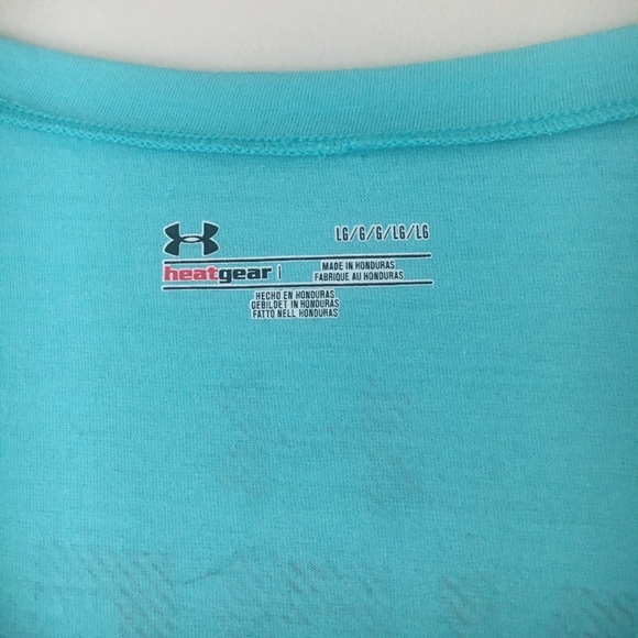 🎀Under Armour Turquoise V Neck T Shirt Size L - Picture 4 of 5
