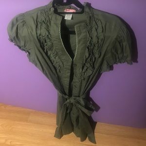 Olive Green Fashion Button down shirt. Worn