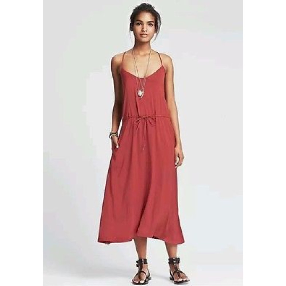 Banana Republic Racerback Midi Dress in Rust