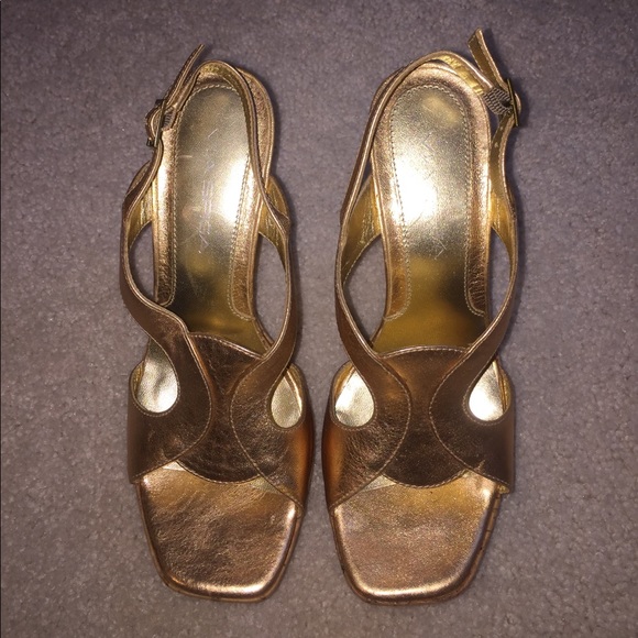 Via Spiga Gold Leather Cork Platform - Picture 2 of 4