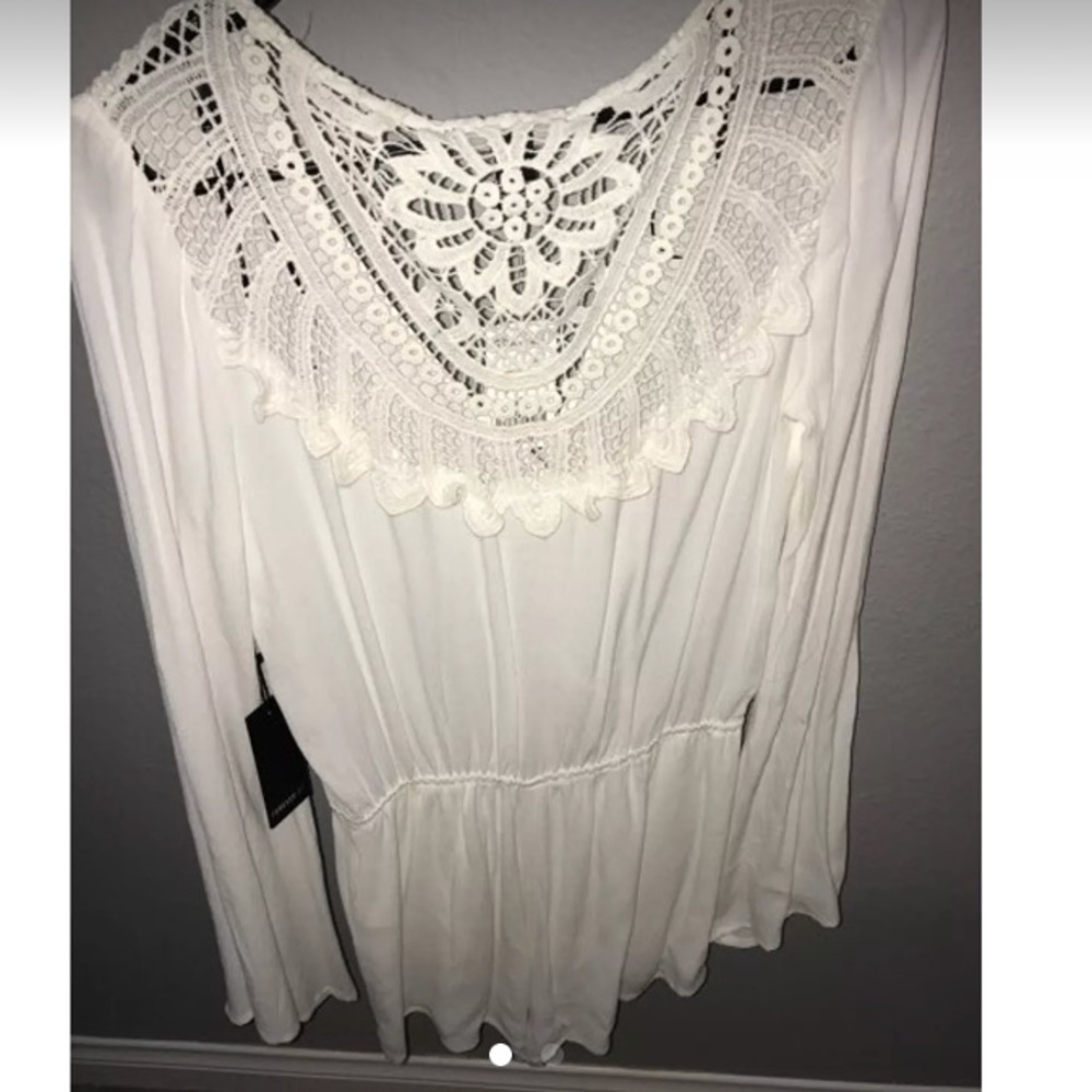 forever 21 crochet romper white