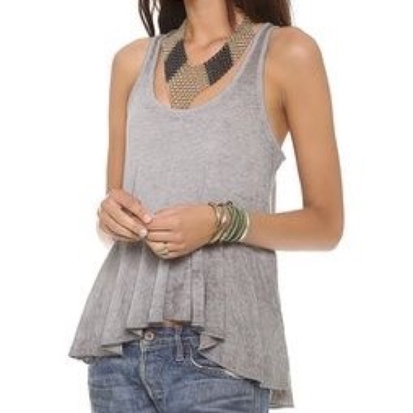 Free People Tops - Free People ruffled peplum light grey tank top