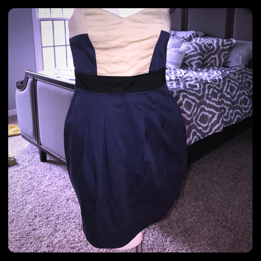 Color block strapless dress