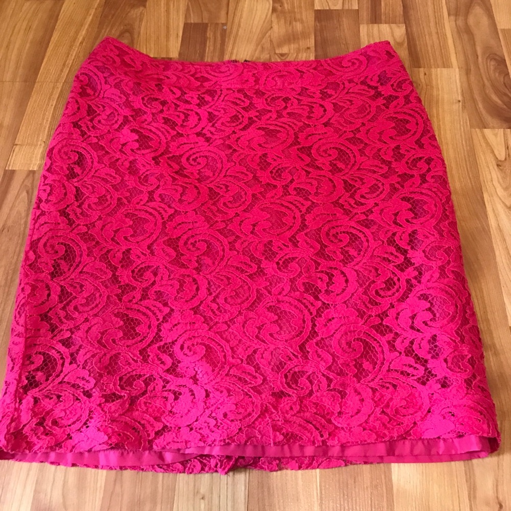 Hot Pink Lace Pencil Skirt
