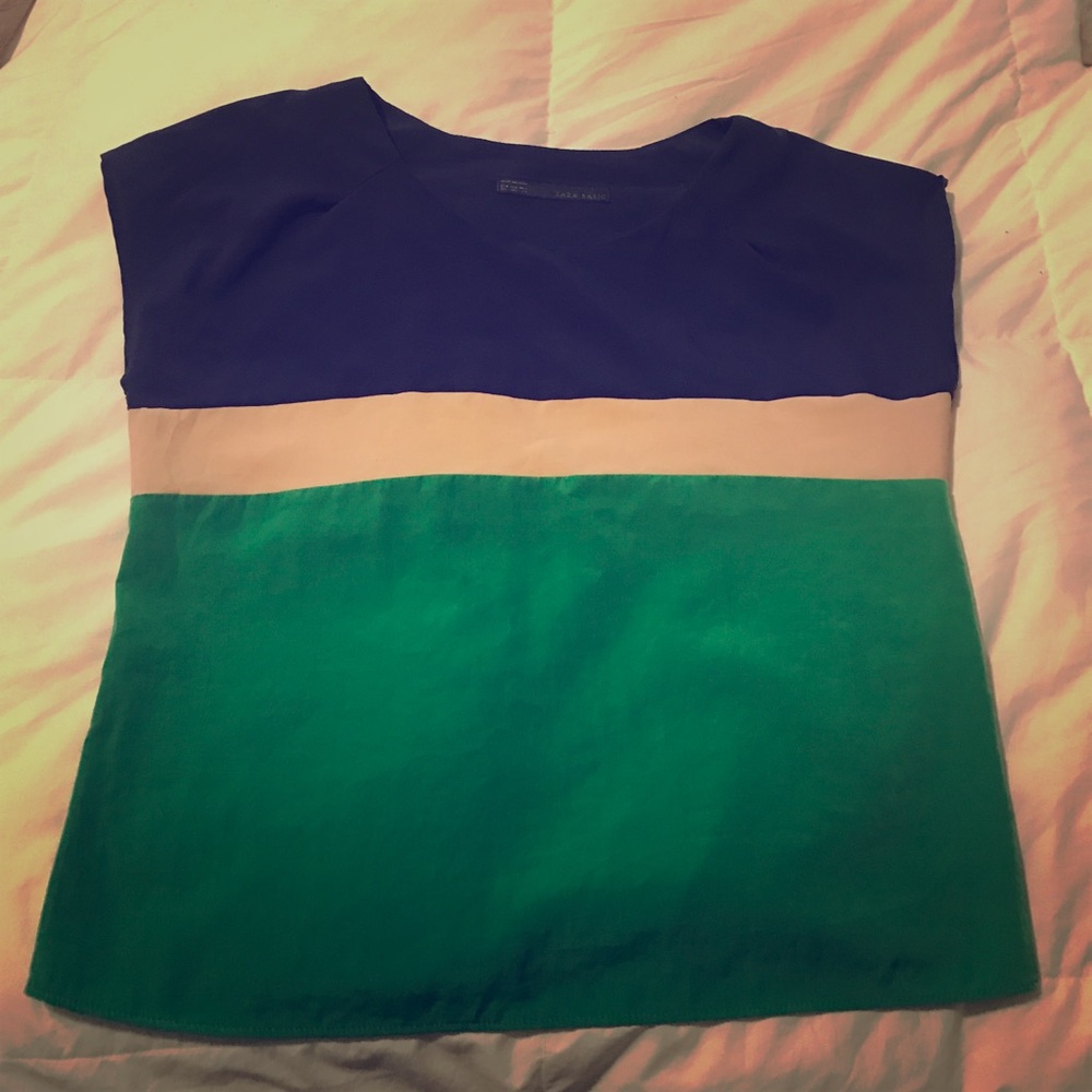 Zara Colorblock Cap Sleeve Top