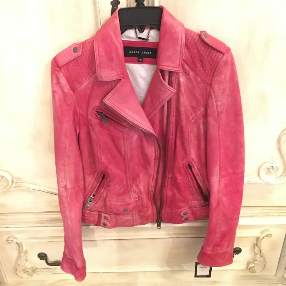 Brand New Black Rivet-genuine leather jacket