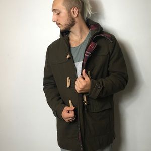Men's green and plaid coat