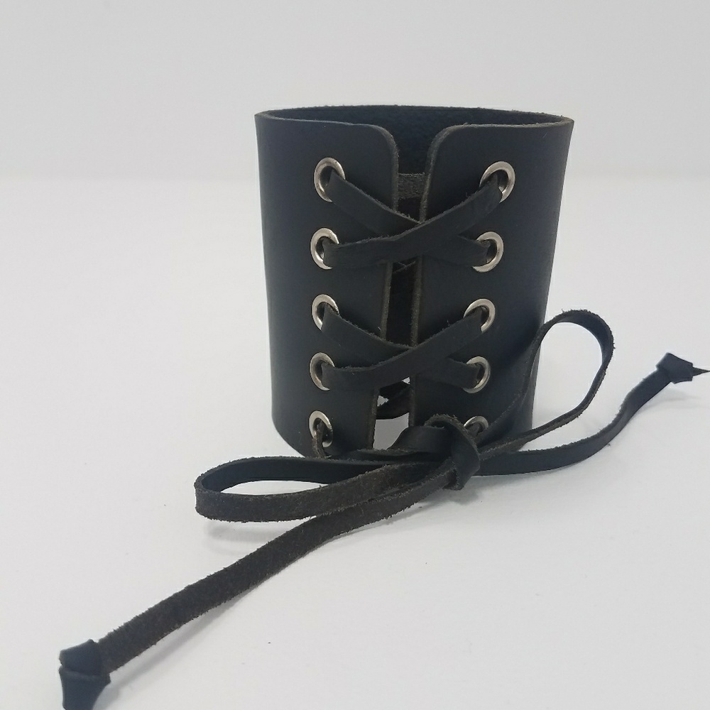 Black leather cuff bracelet