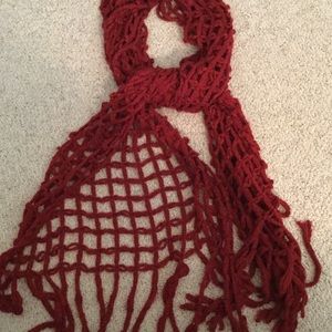 Deep red scarf