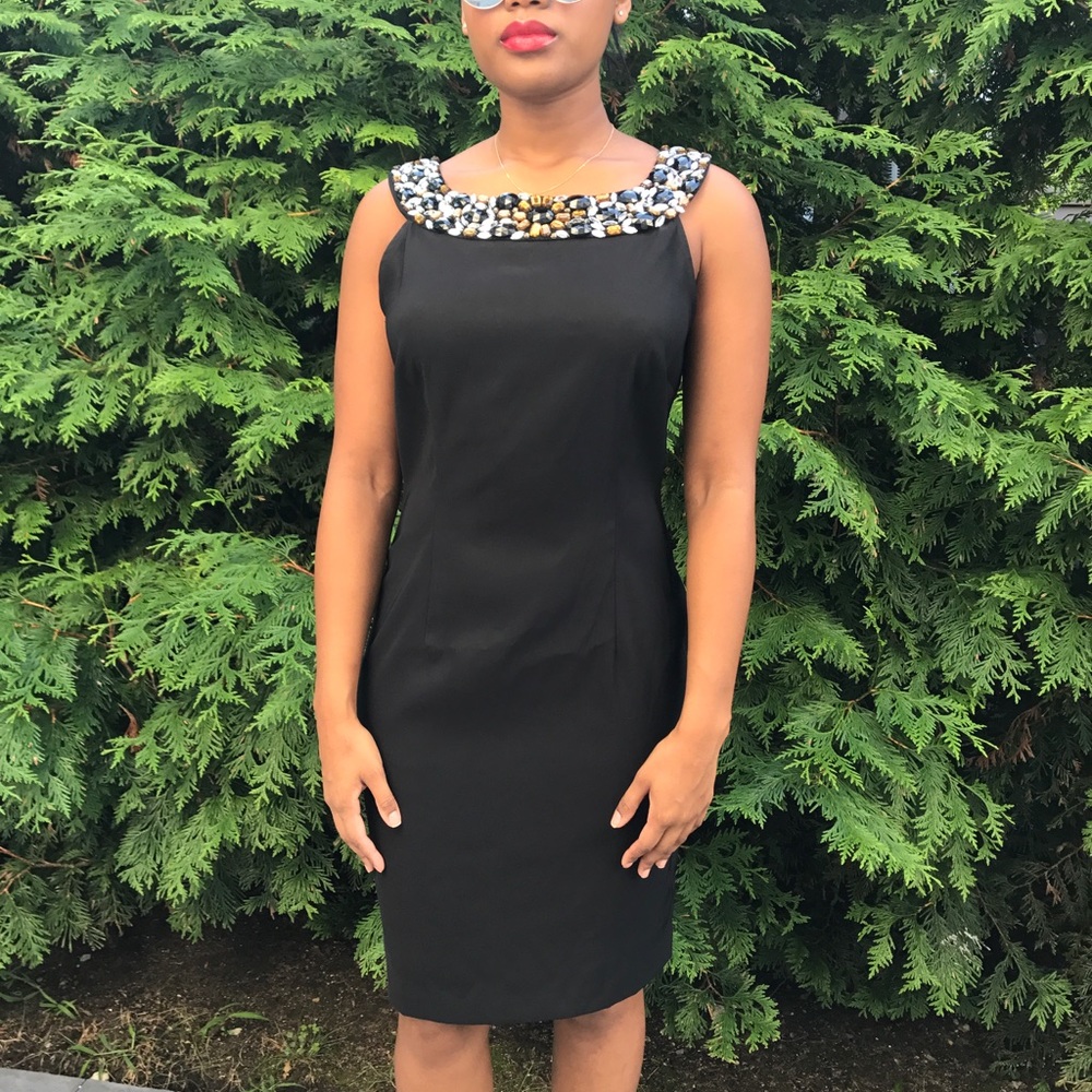 Black dress with rhinestone detailing
