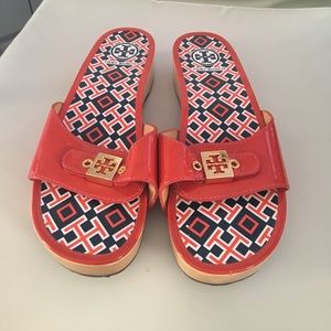 Orange Tory Burch clogs