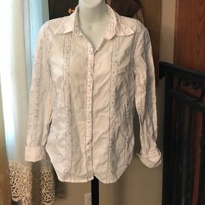 Aberdeen Women button down shirt sz 42 white blue