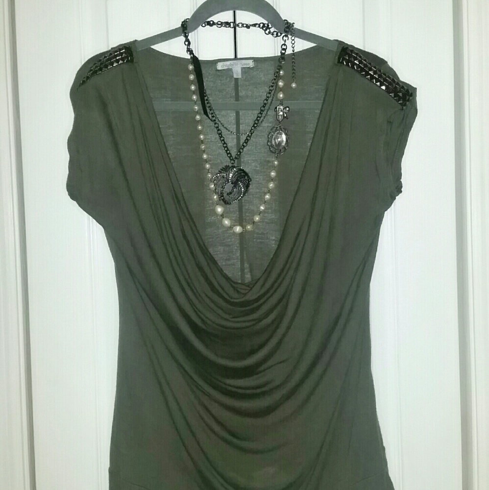 Olive green drop neck shirt