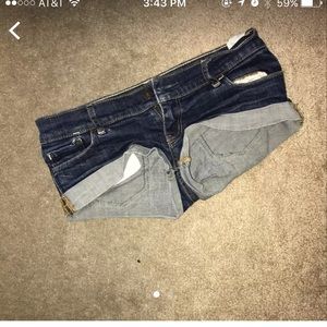 dark denim low rise abercrombie shorts