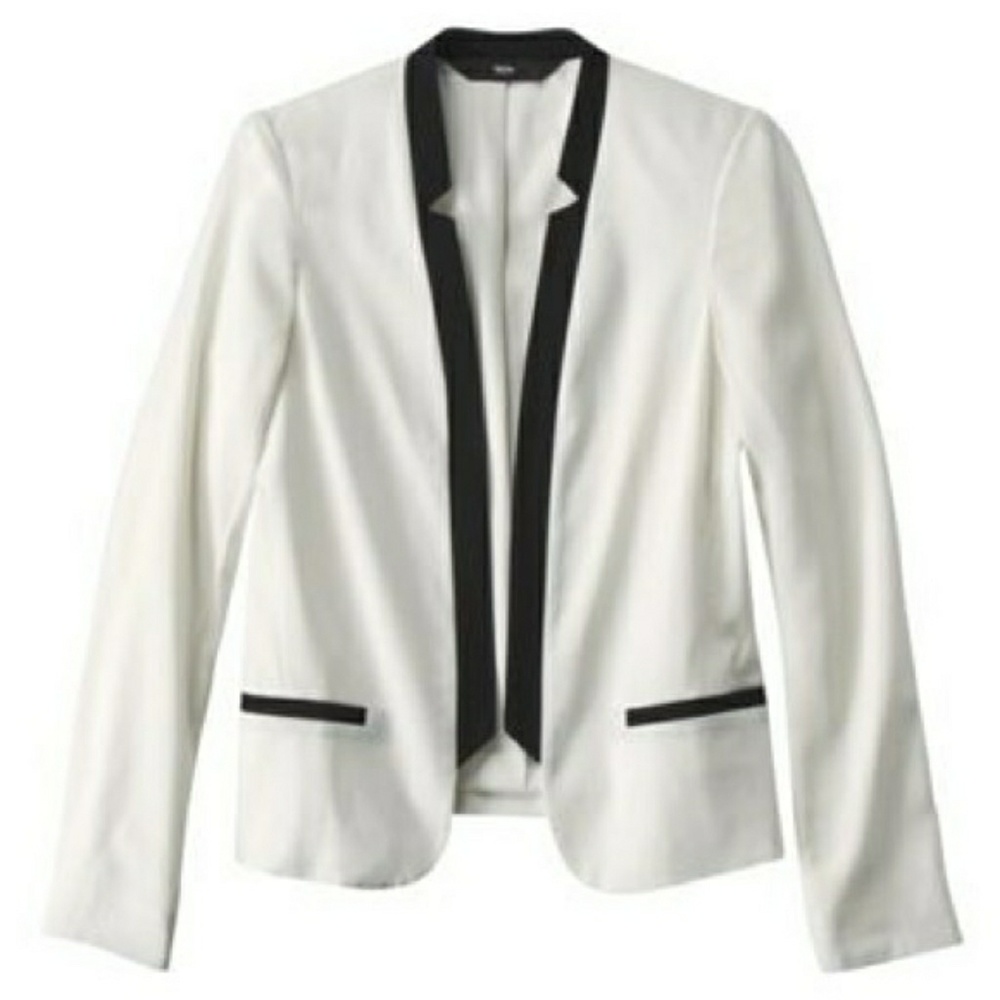 White blazer boyfriend blazer with black trim