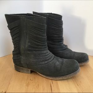 Leather Black fringe booties! Size 6