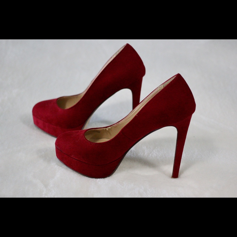Forever 21 Red Faux Suede Platform Heel