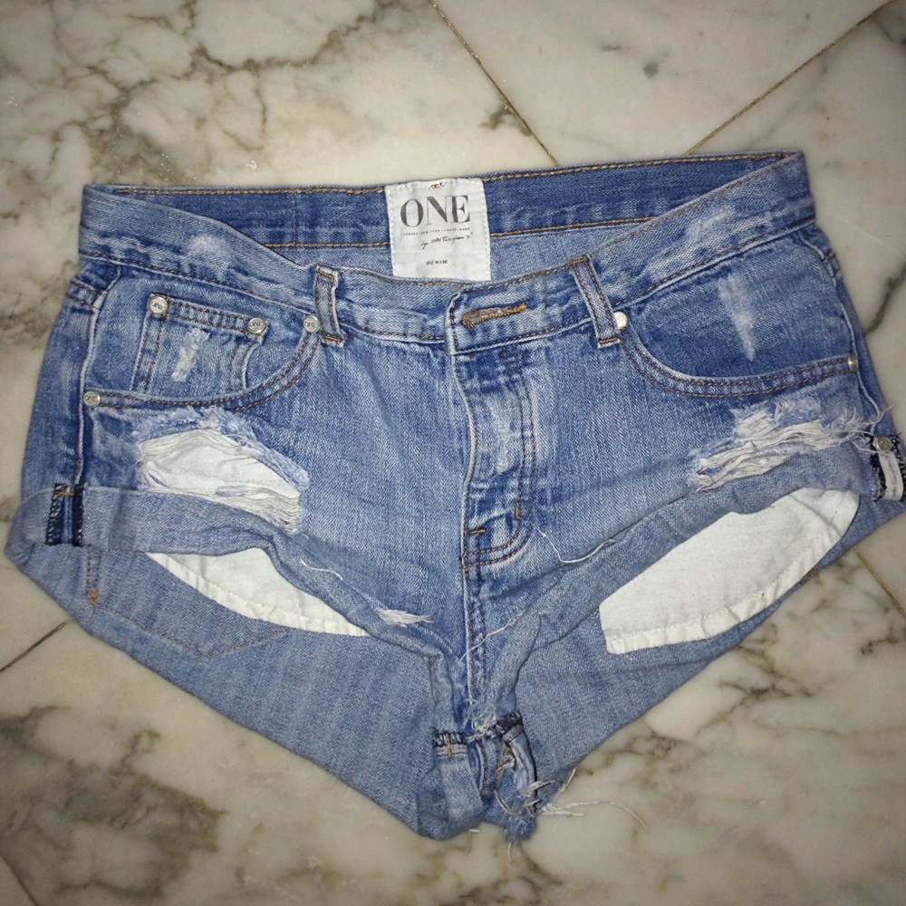 One Teaspoon Bandits blue jean shorts