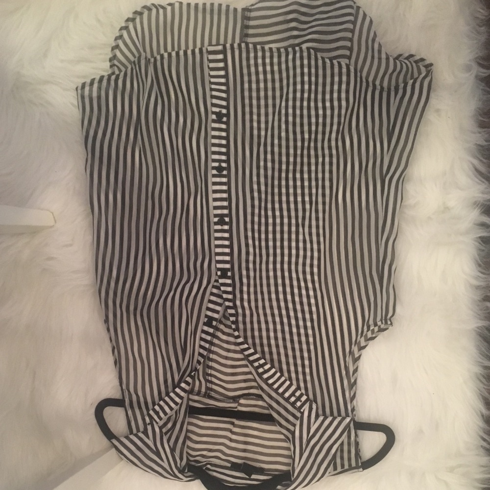 Black and white pin striped sheer tank