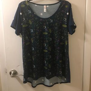 Lularoe print and poka dot classic t NWOT