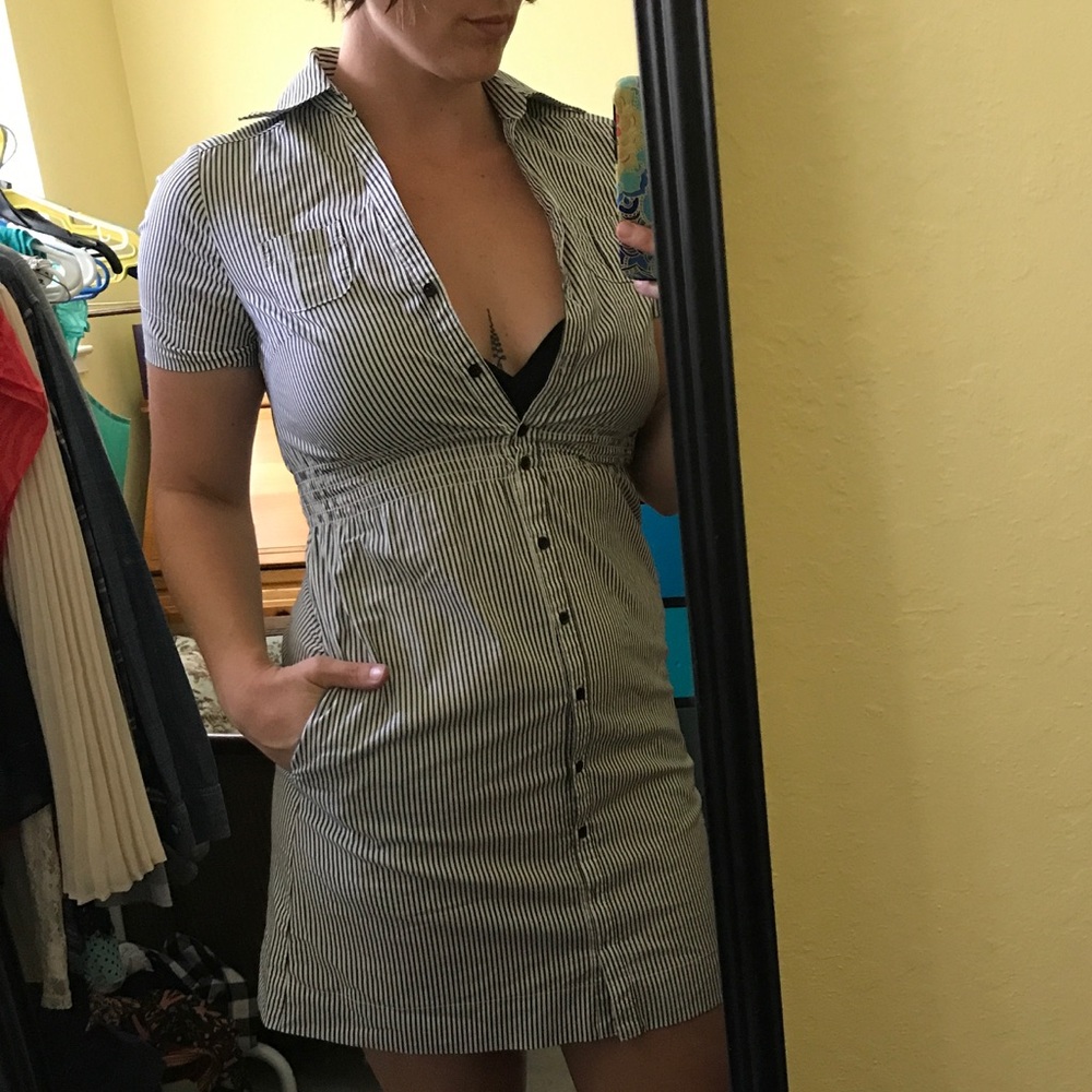 Striped H&M button down dress