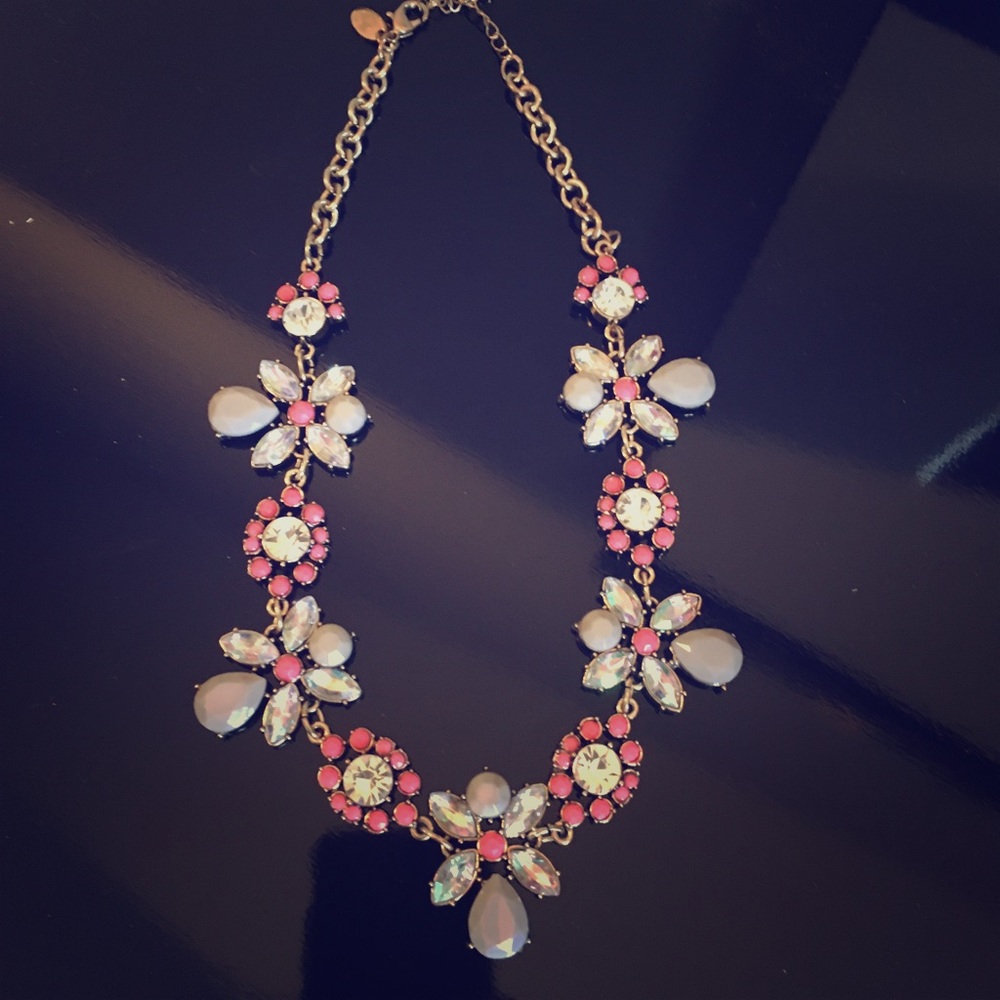 Pink and grey statement necklace