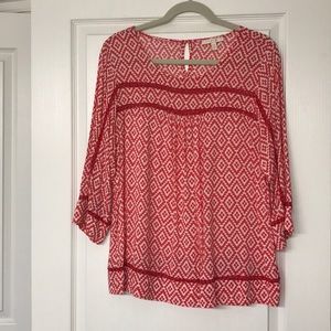 Skies are blue (stitch fix) XL pink & white blouse