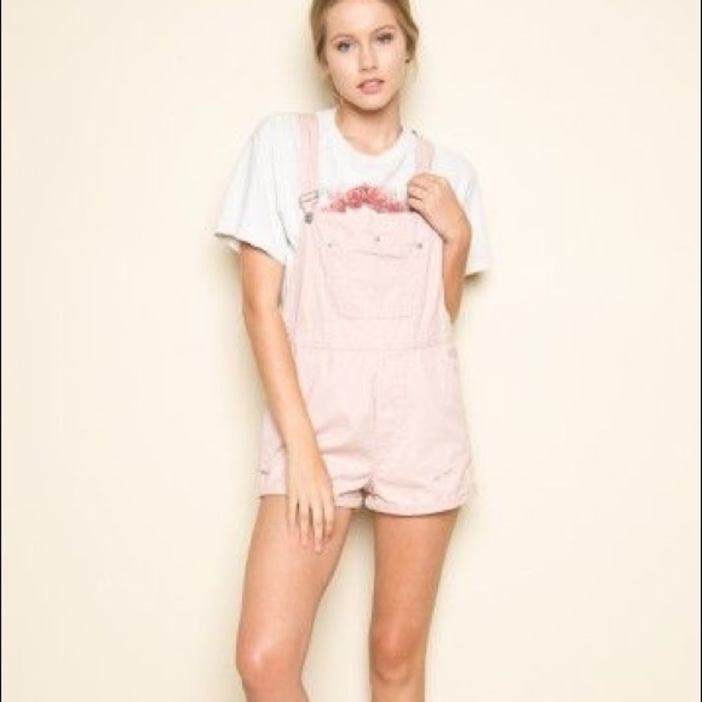 Brandy Melville pink denim overalls