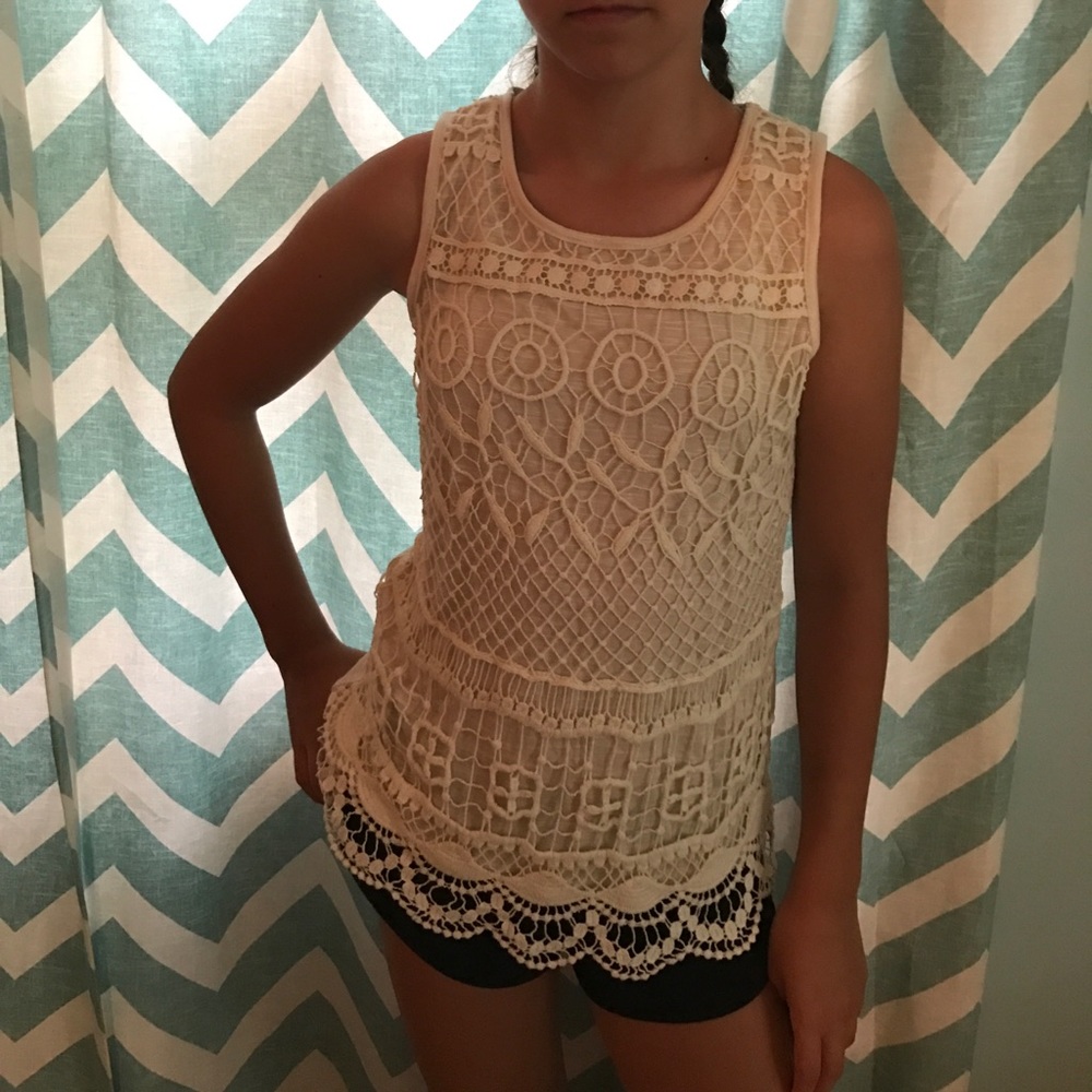 Target Xhilaration Girl's Cream Lace Tank Top