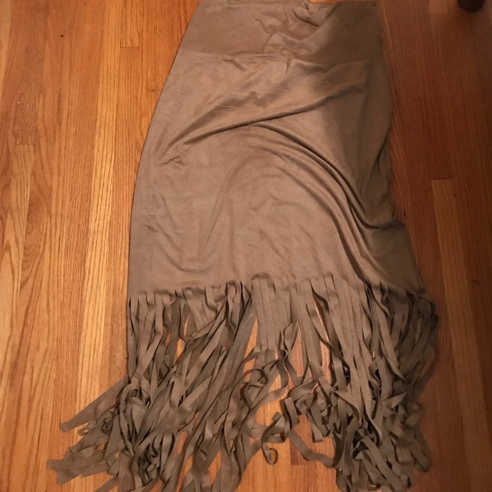 Suede Fringe Skirt