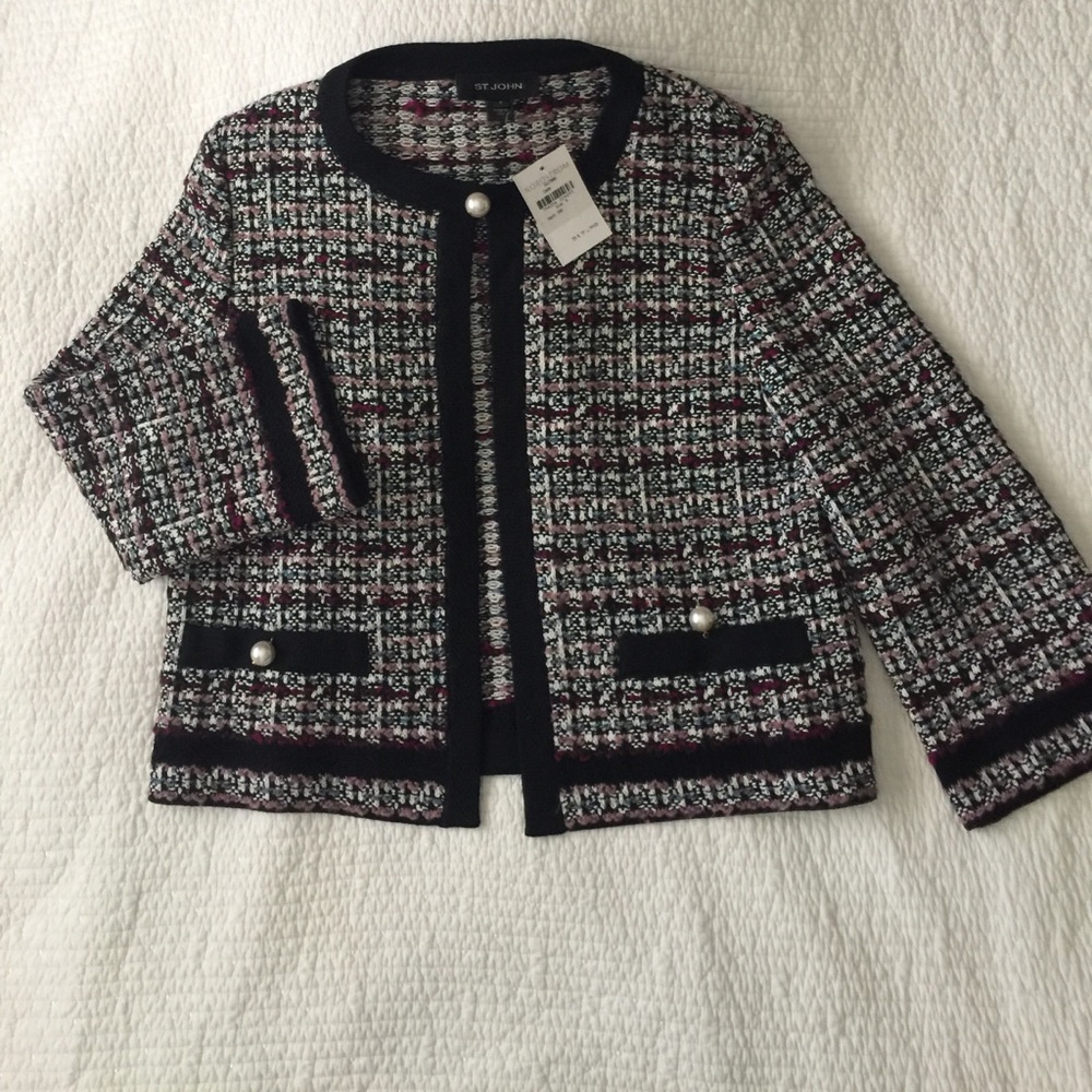 St. John NWT Knit Sweater.  Black multicolor