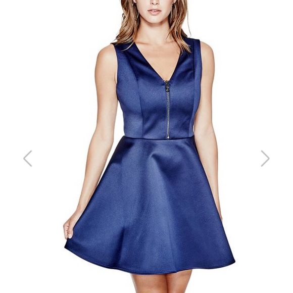 Guess Marciano Fit and Flare Blue Dress - Picture 1 of 4