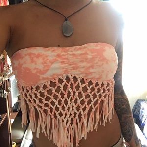 Fringe netted swim bandeau
