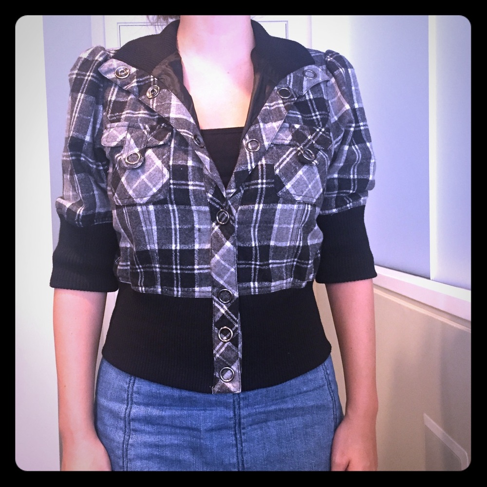 Black and grey plaid jacket