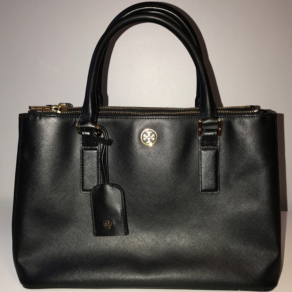Tory Burch Robinson Mini Double-Zip Tote - Black