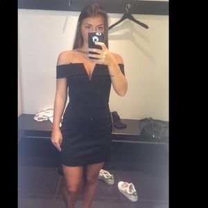 BEBE Black off the shoulder dress