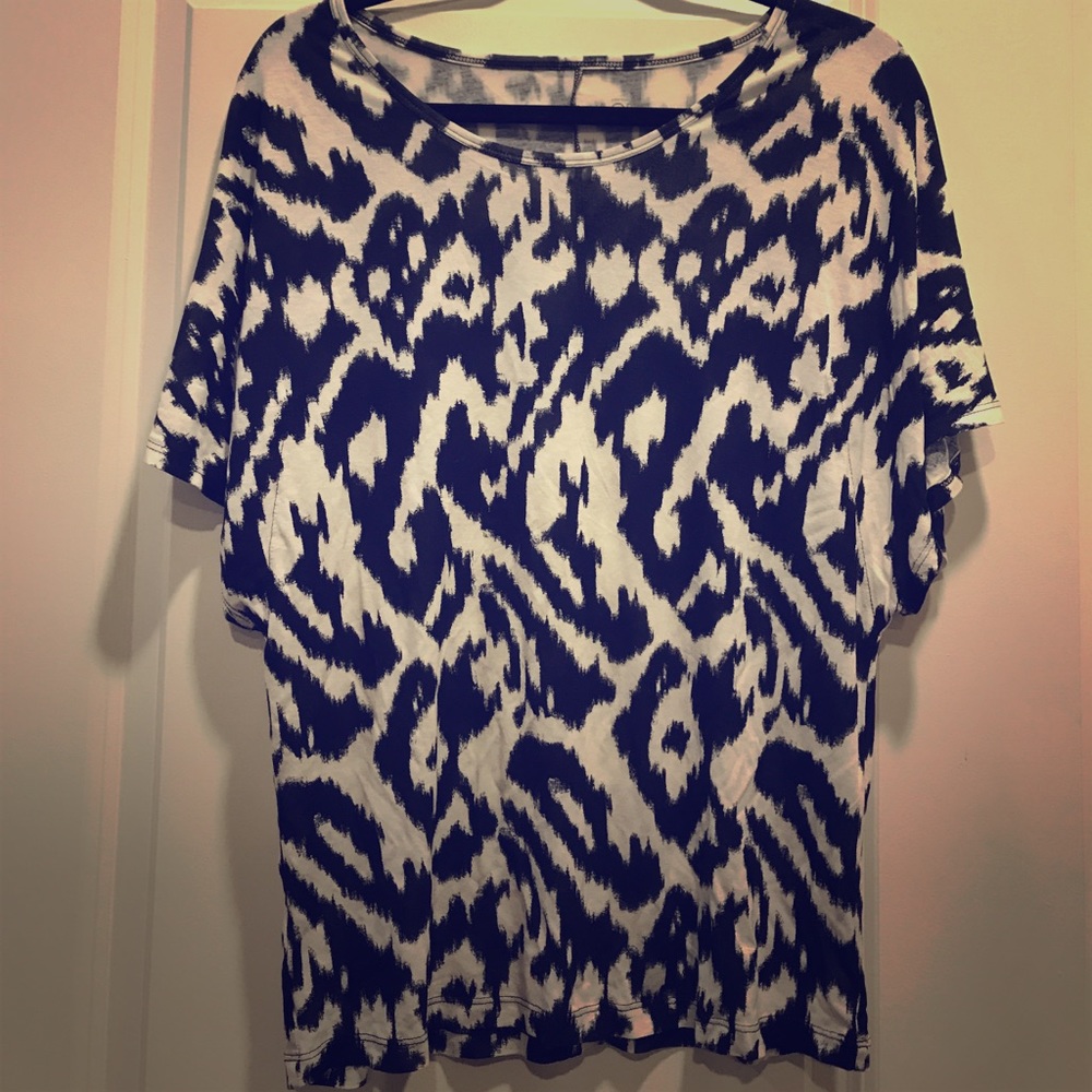 LOFT navy and white top M