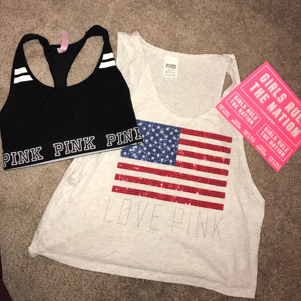 LOVE PINK Sequin Tank and Sports Bra Bundle