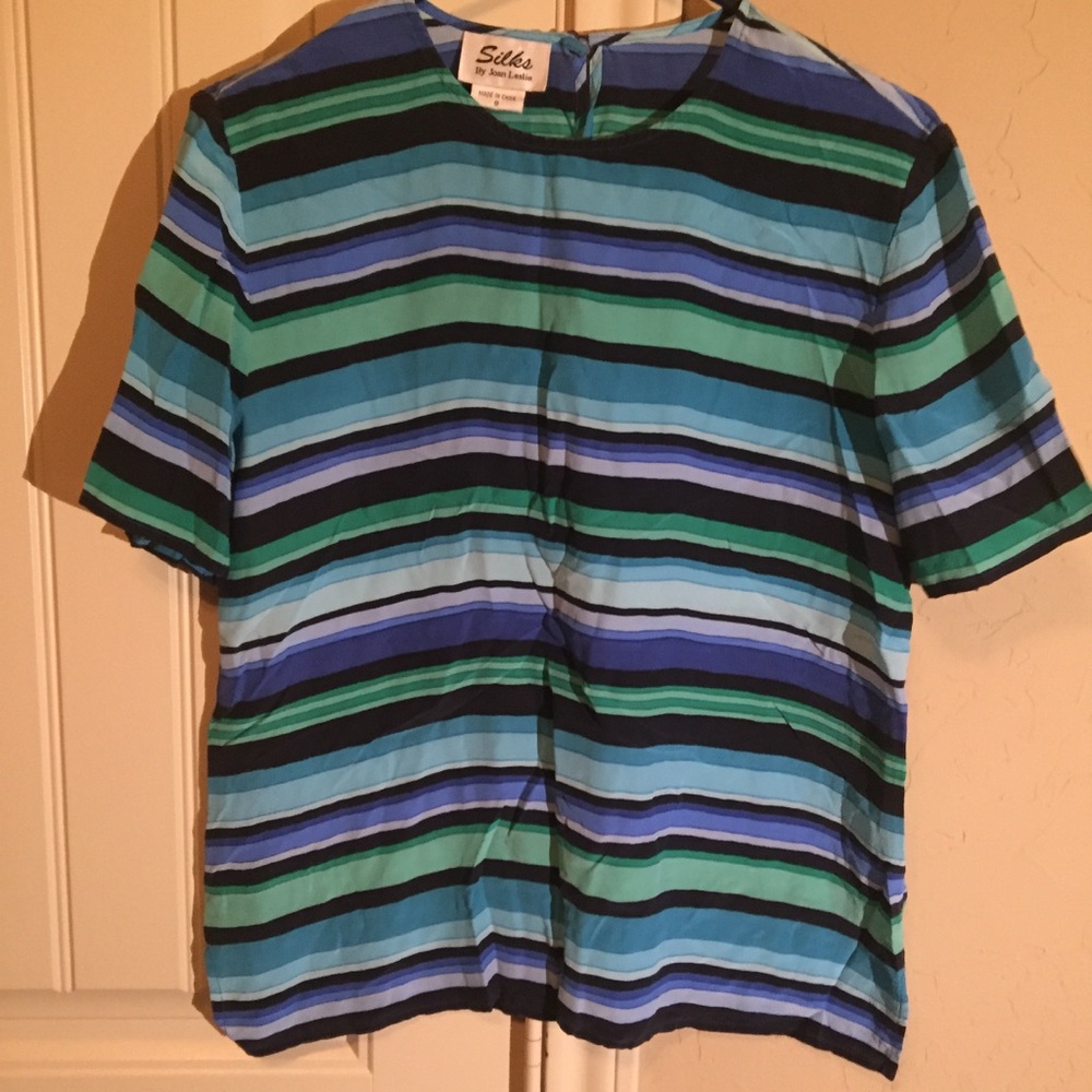 Green and Blue Striped Top size 8 ( Medium ) M