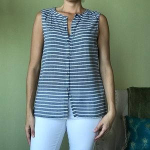 Striped LOFT Button-Down Tank