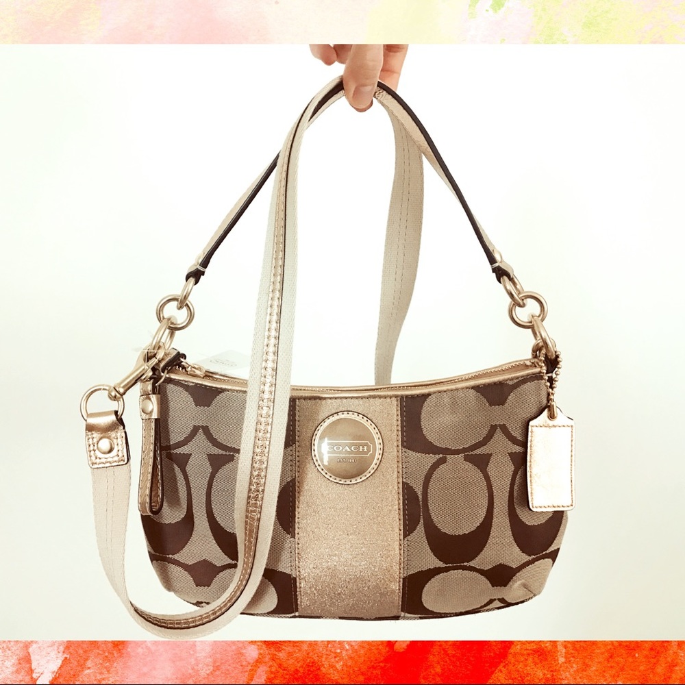 NEW Gold Coach Cross Body Purse w/ Wristlet