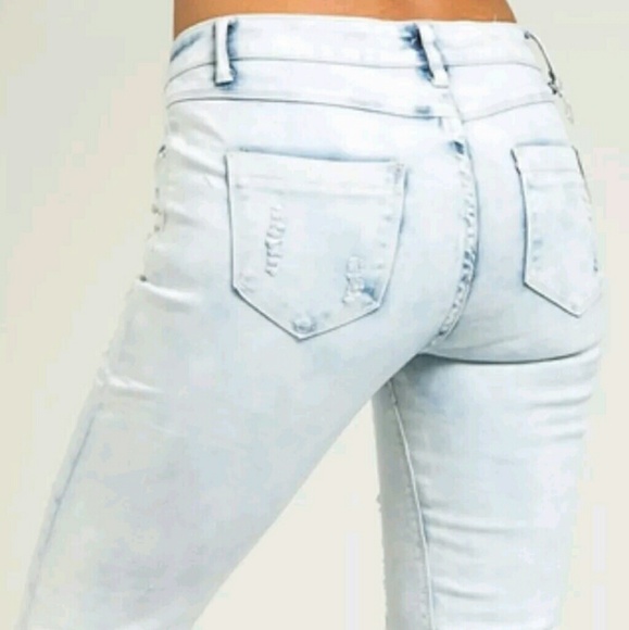 FIRM‼️Destroyed Distress Blue Bermuda Shorts - Picture 4 of 5