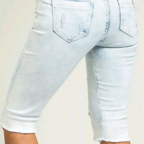 FIRM‼️Destroyed Distress Blue Bermuda Shorts - Picture 5 of 5