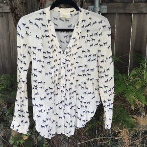 Anthropologie Maeve Horse Print Blouse