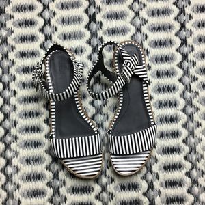 Zara Trafaluc Striped Ankle Strap Platform Sandals