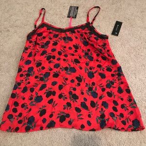 Red floral tank top