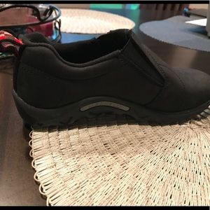 Boys Size 4 1/2 black Merrell slip on shoes. NWOT